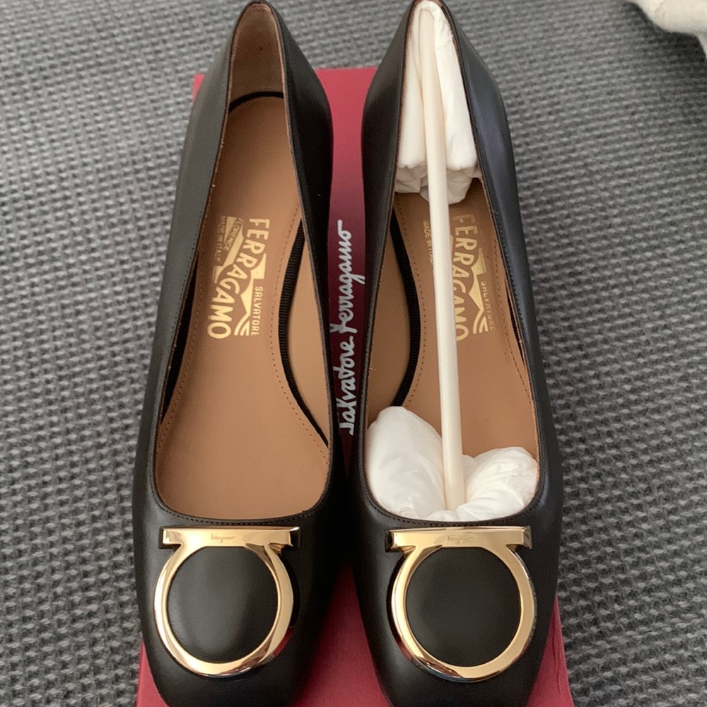 Grey Ferragamo dress shoes